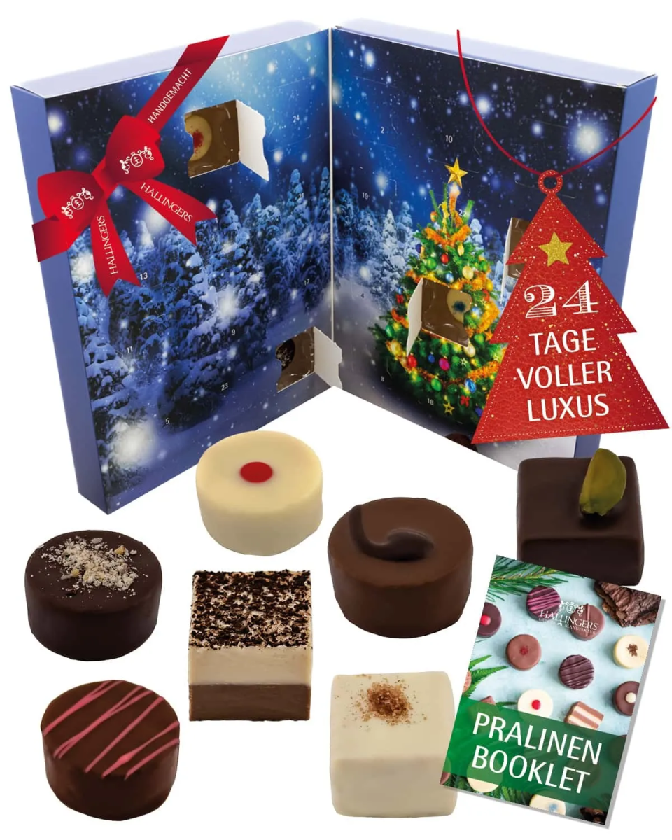 Hallingers Pralinen-Adventskalender ohne Alkohol „Waldweihnacht“