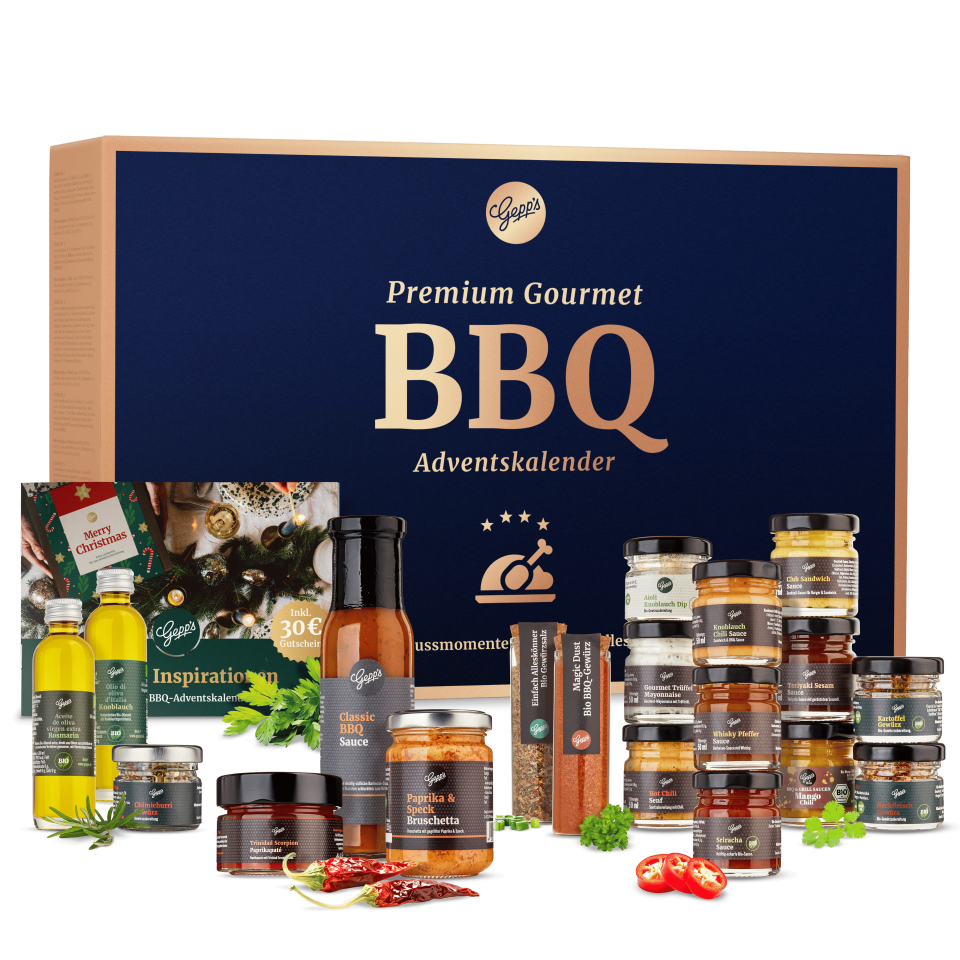 Gepp's BBQ-Adventskalender mit Saucen, Rubs und Grillgewürzen
