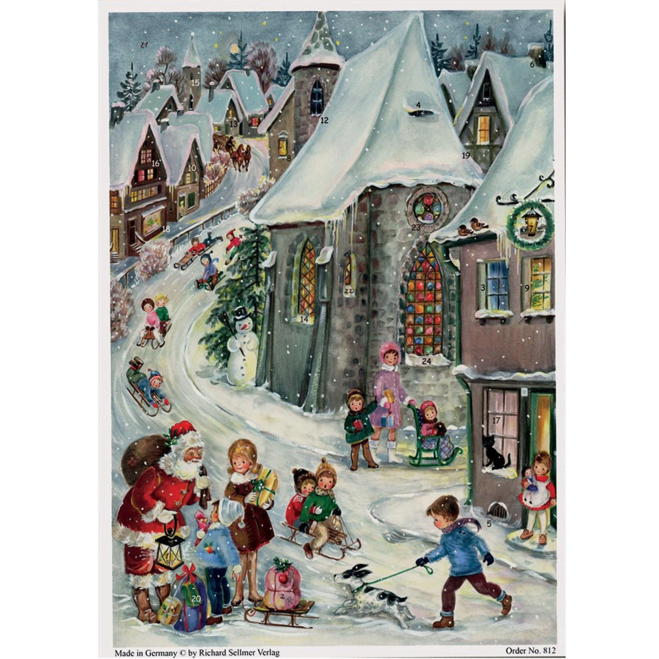 Richard Sellmer Verlag Nostalgischer Adventskalender A4 „Rodelfreuden“