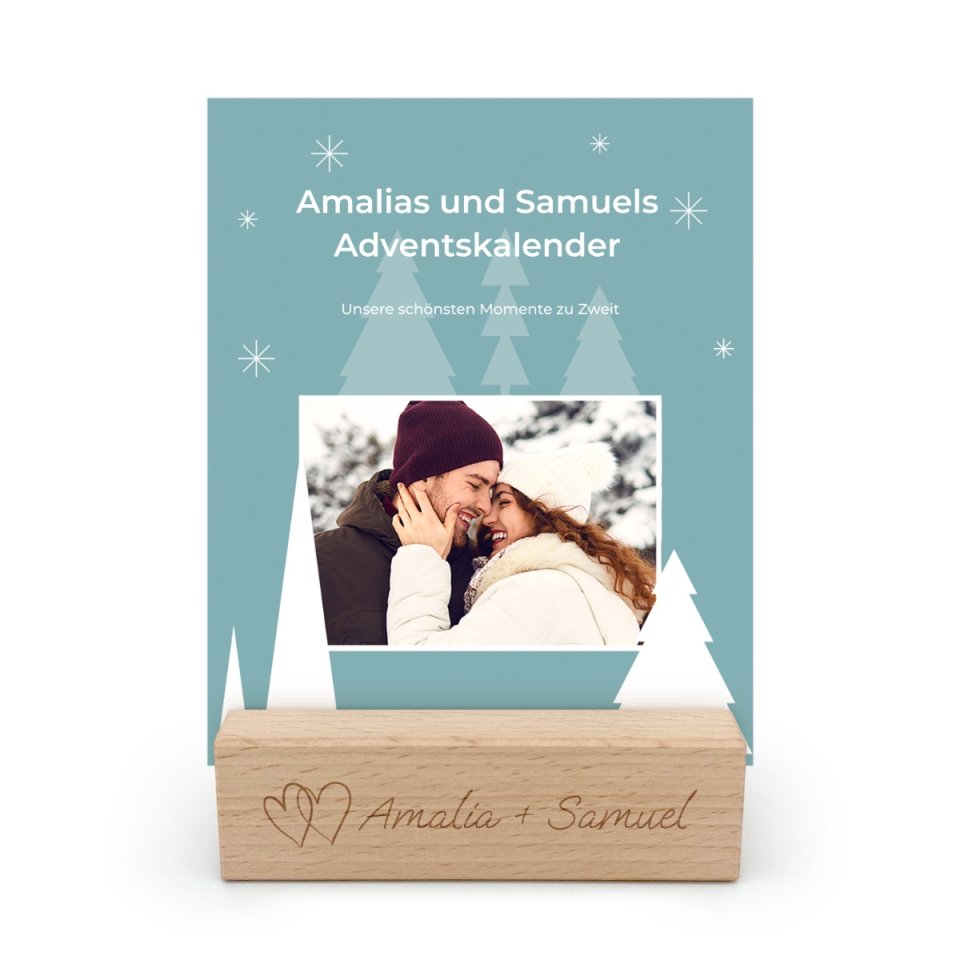 PhotoFancy Foto-Adventskalender mit Holzaufsteller zum Umblättern