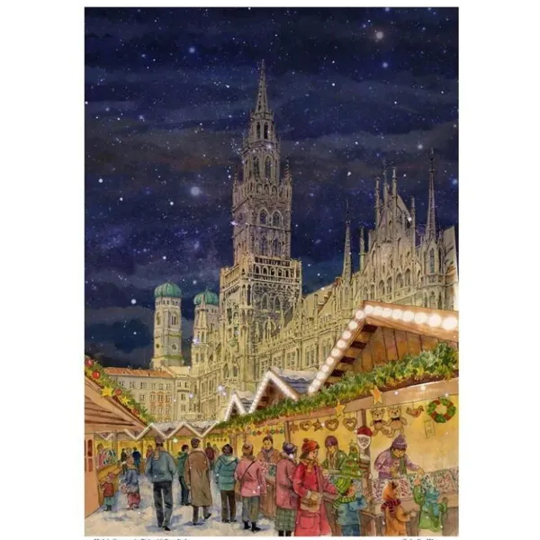 Richard Sellmer Verlag Papier-Adventskalender „München Marienplatz“ mit Rathaus