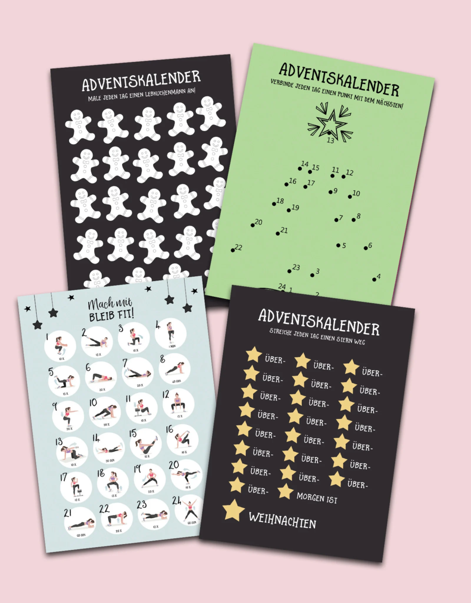Nastami Adventskalender-Postkarten, 4er-Set