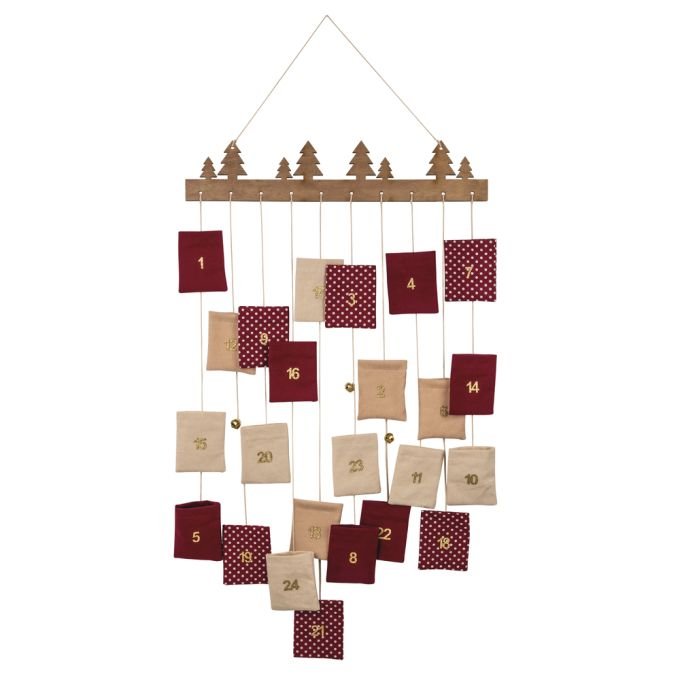 Rayher Adventskalender zum Hängen mit Holzleiste und 24 Säckchen