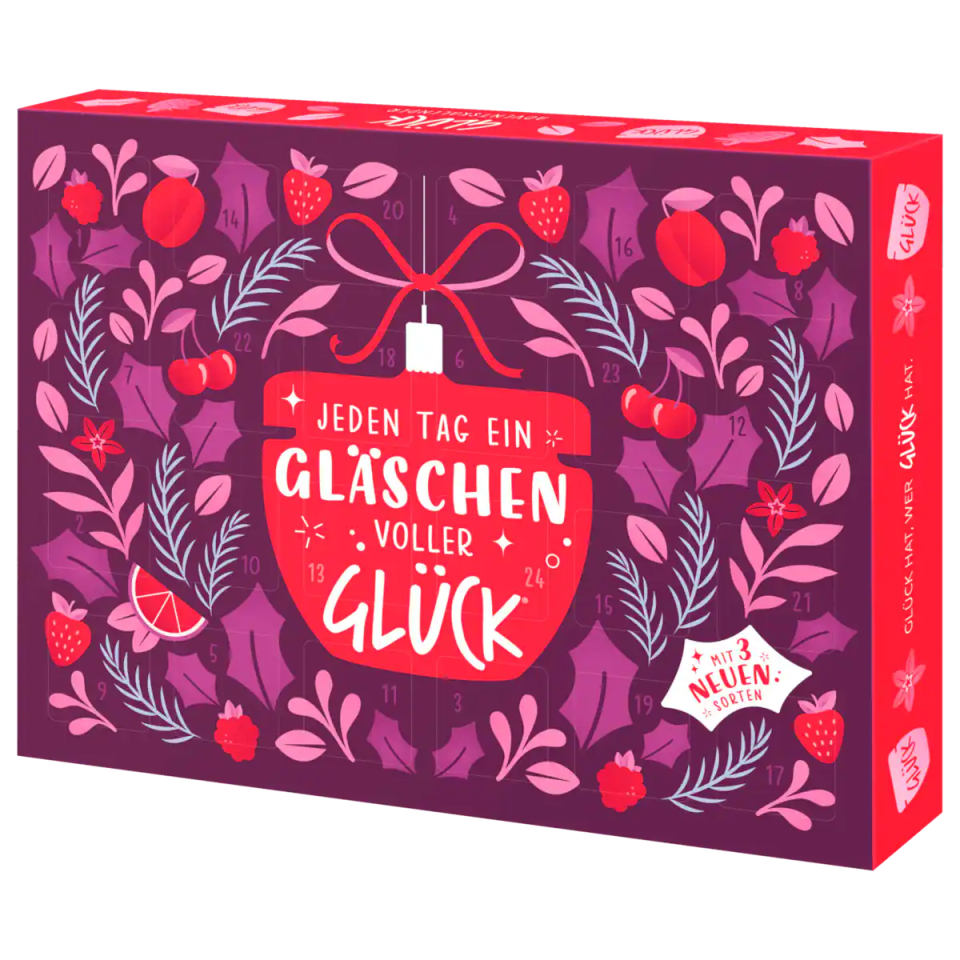 Glück Fruchtaufstrich-Adventskalender mit 24 Mini-Gläsern