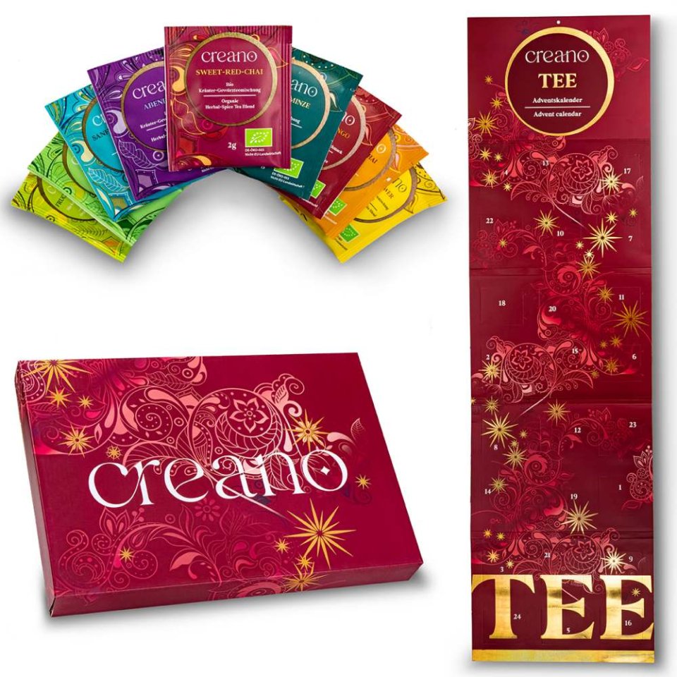 Creano Bio-Tee-Adventskalender mit Goldprägung