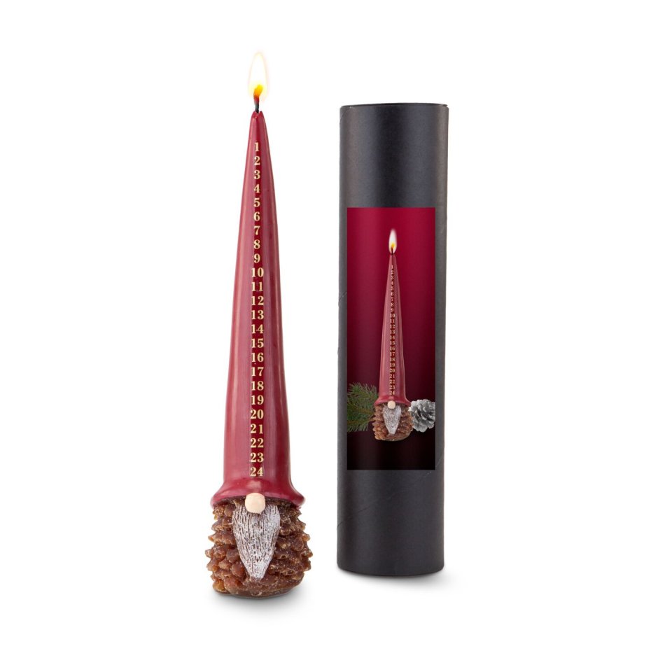 Römer Präsente Adventskalenderkerze in Wichtelform mit Geschenkröhre