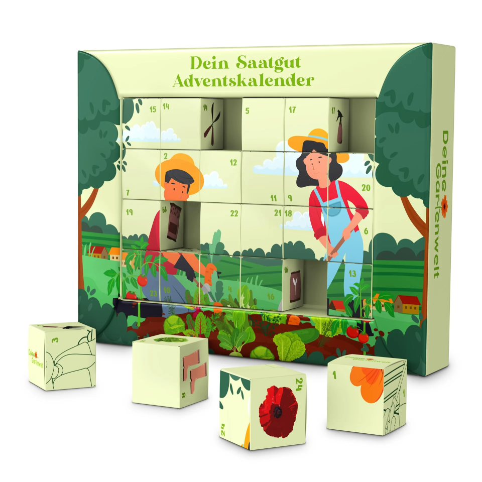 Deine Gartenwelt Saatgut-Adventskalender – 24 Sorten Blumen, Kräuter & Gemüse