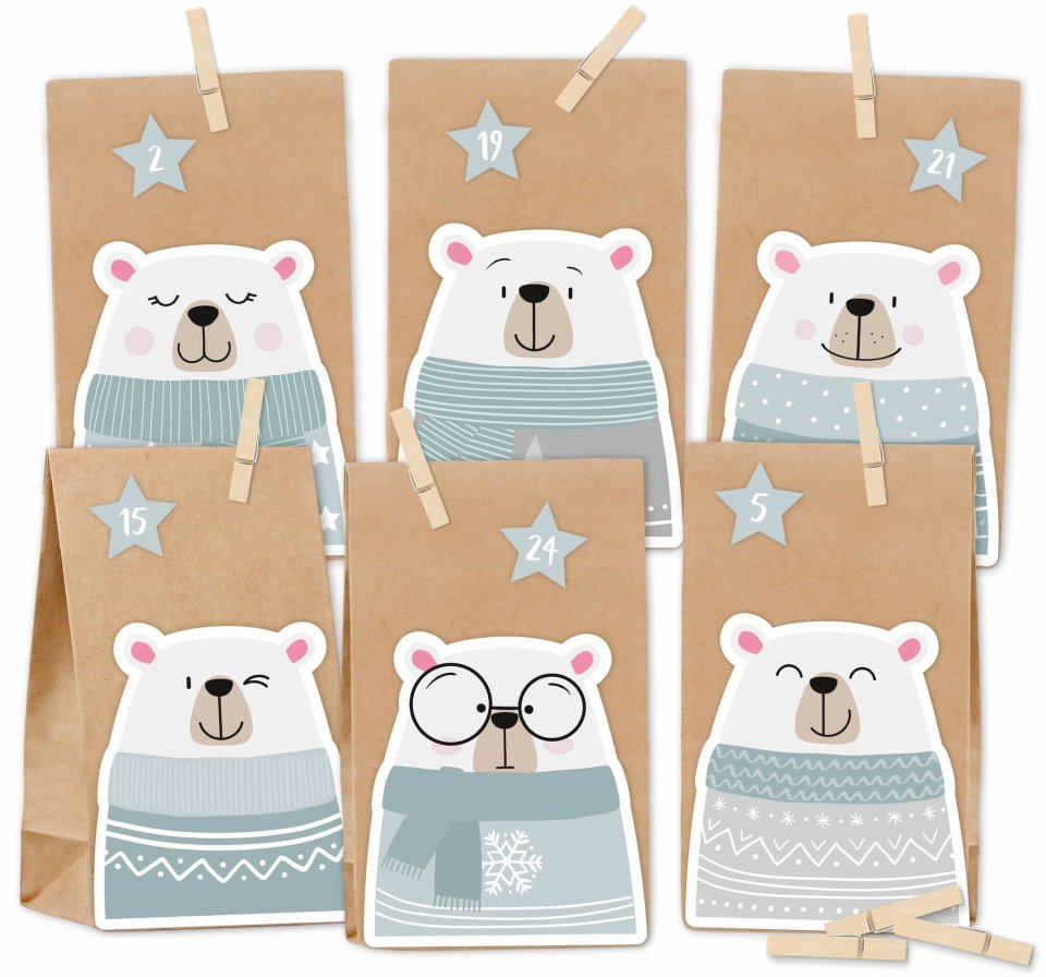 KuschelICH Adventskalender zum Befüllen „Eisbär“ mint