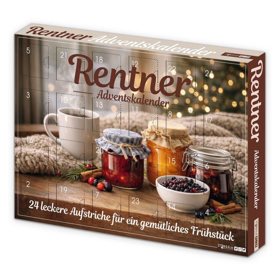 itenga Rentner-Adventskalender 2026 mit 24 Brotaufstrichen