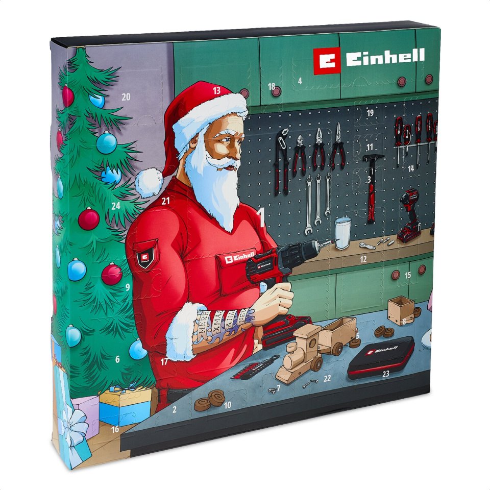 Einhell Werkzeug-Adventskalender mit Bits, Ratsche und Messwerkzeugen