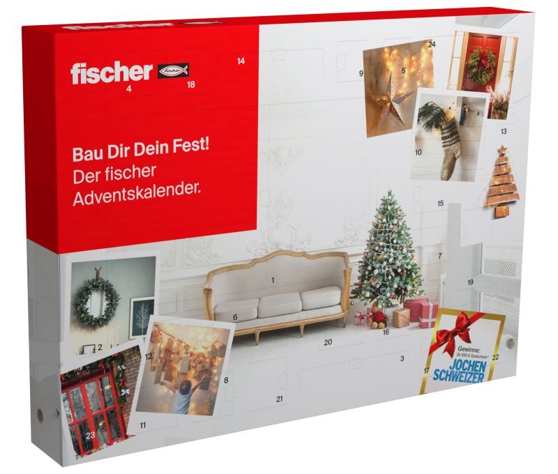 fischer Adventskalender – 24 Befestigungslösungen mit 145 Teilen in der L-BOXX Mini