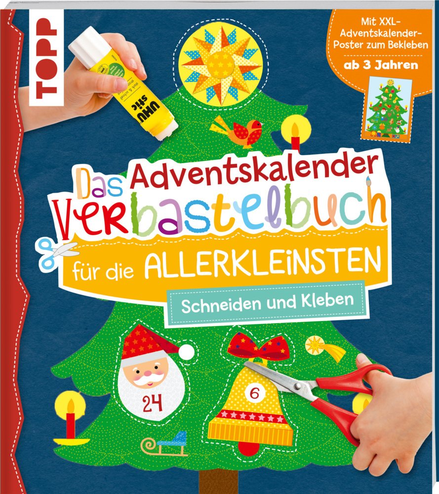 TOPP Das Adventskalender-Verbastelbuch für die Allerkleinsten – Schneiden und Kleben mit XXL-Poster