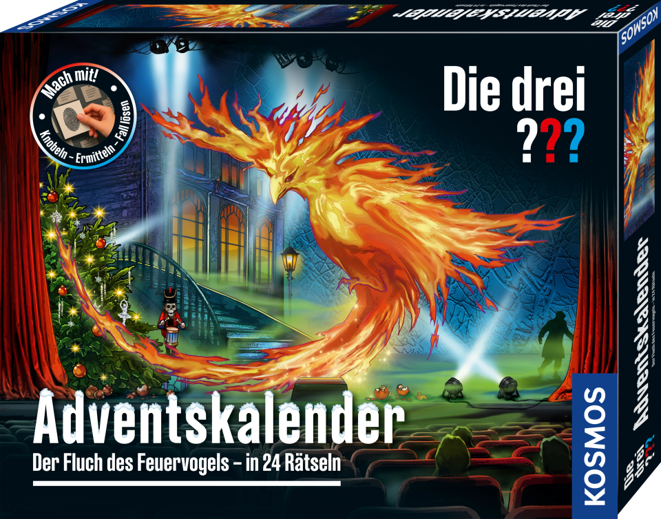 KOSMOS Die drei ??? Adventskalender 2026 „Der Fluch des Feuervogels“