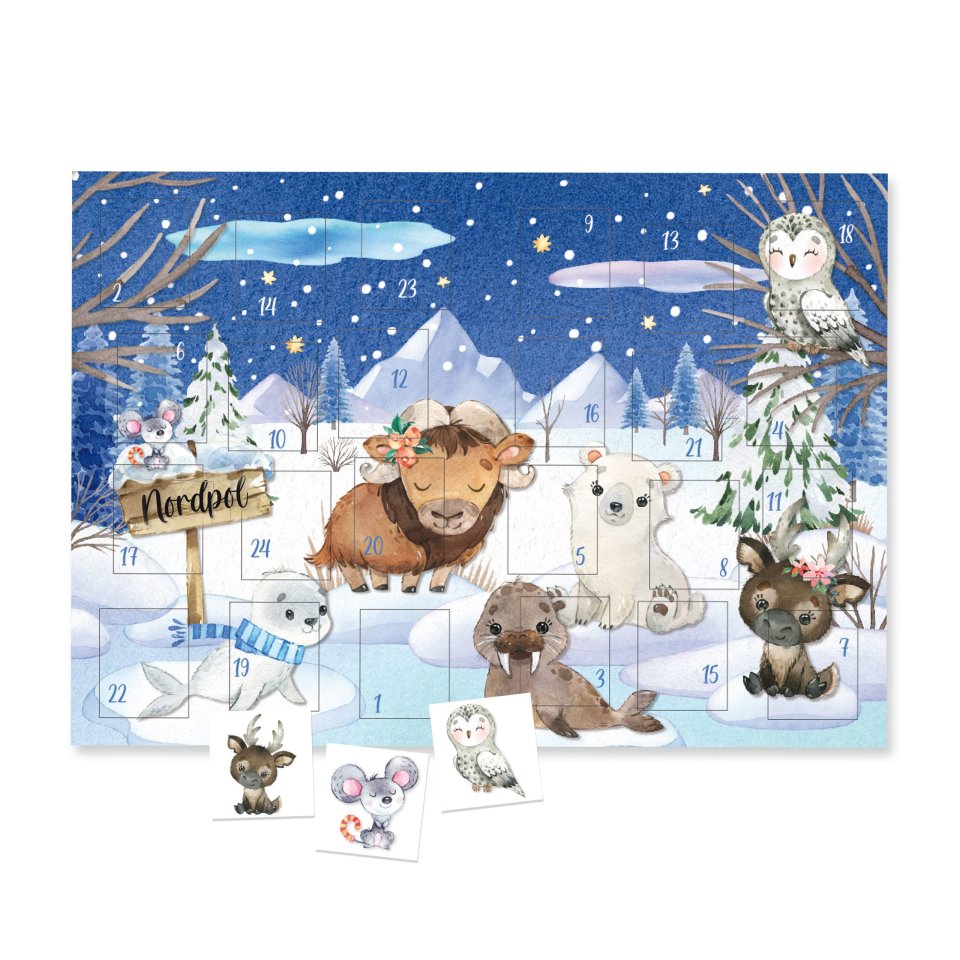 Papierdrachen Tattoo-Adventskalender 2026 „Wintertiere“