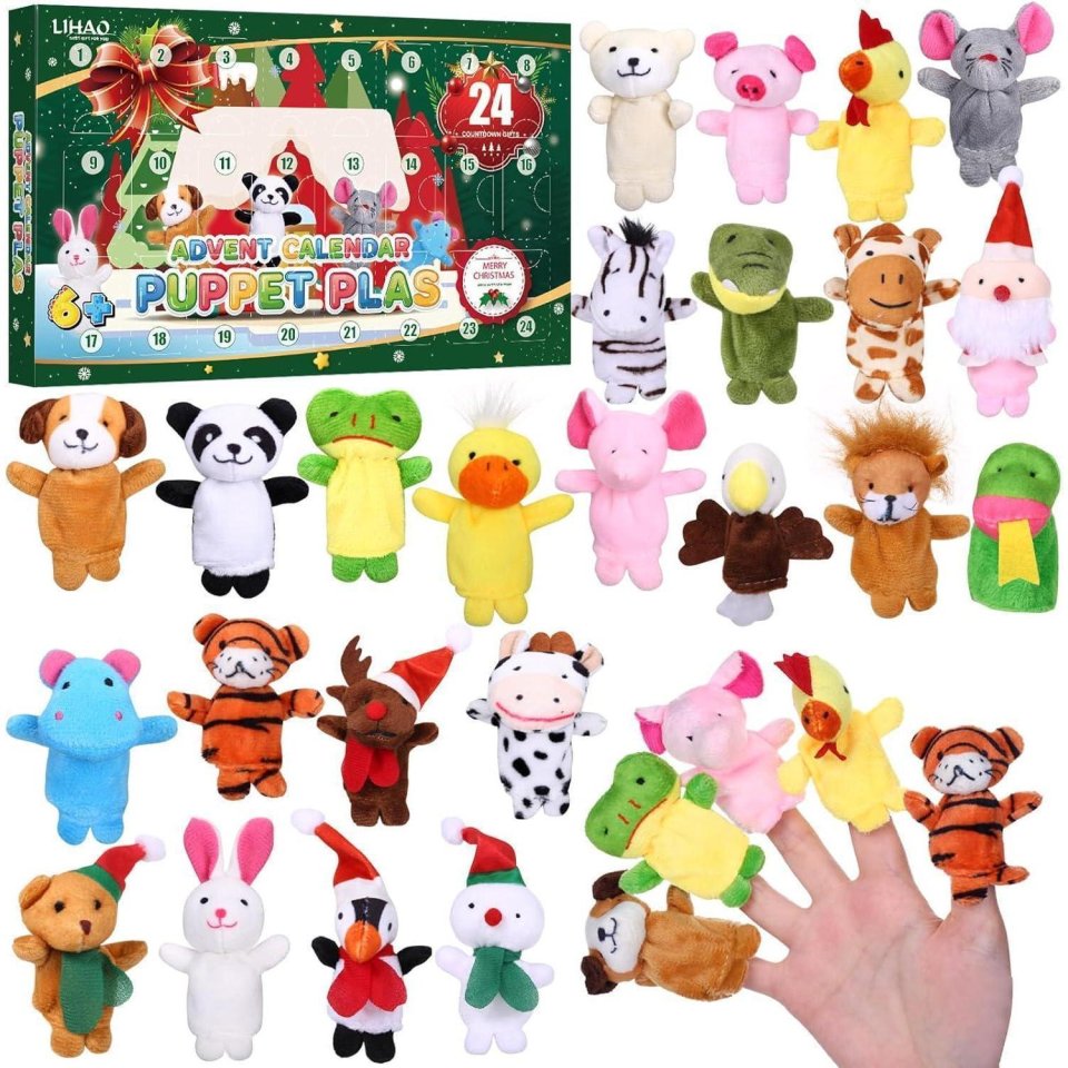 LIHAO Adventskalender 2026 mit 24 Tier-Fingerpuppen