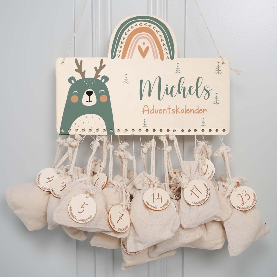 Kidsmood Personalisierter Adventskalender zum Befüllen – Regenbogen