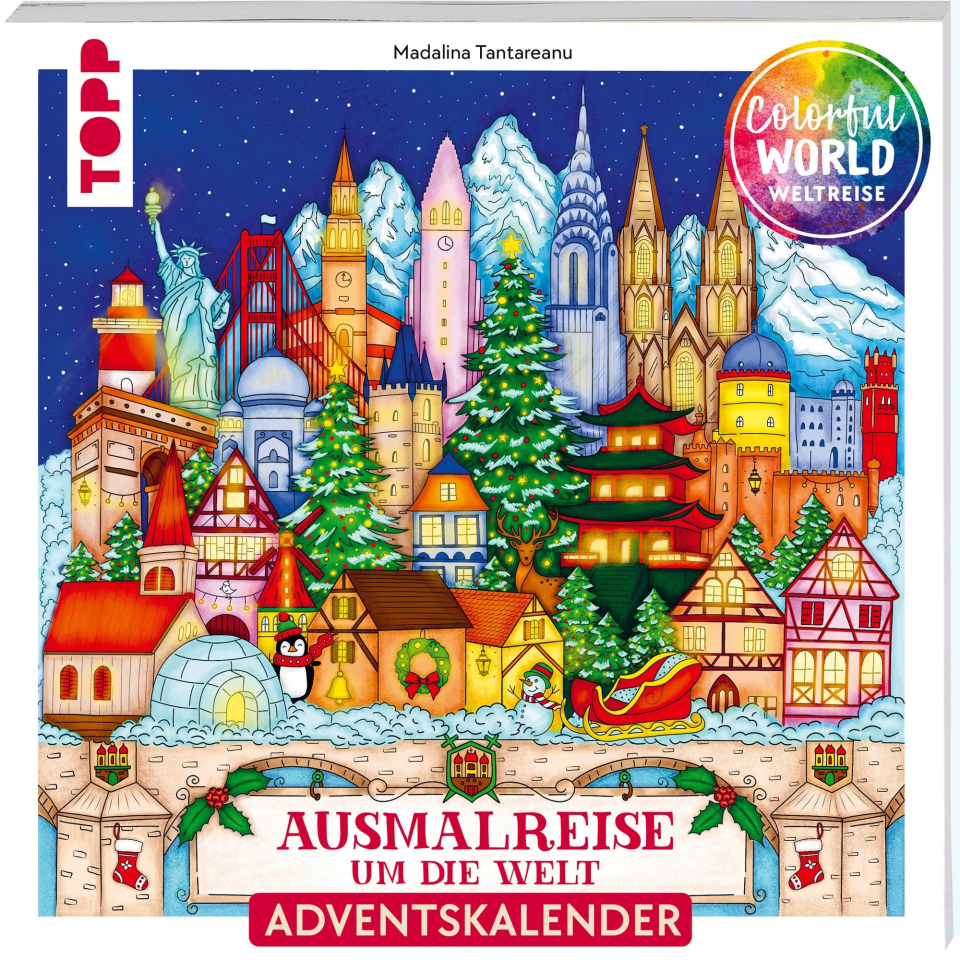 TOPP (frechverlag) Colorful Christmas Weltreise – Adventskalender zum Ausmalen