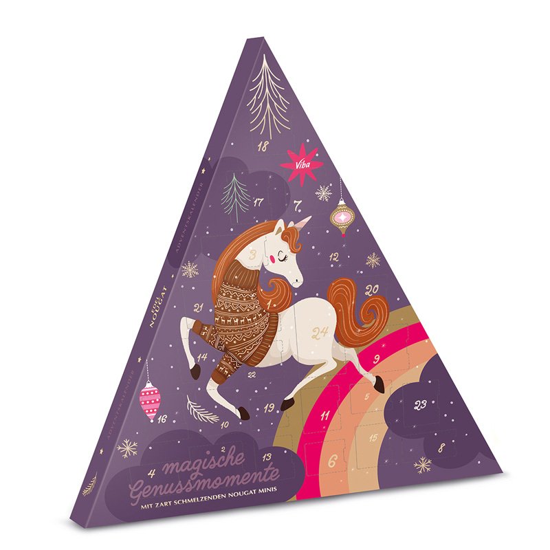Viba Adventskalender „Einhorn“ mit Nougat Minis, 250 g