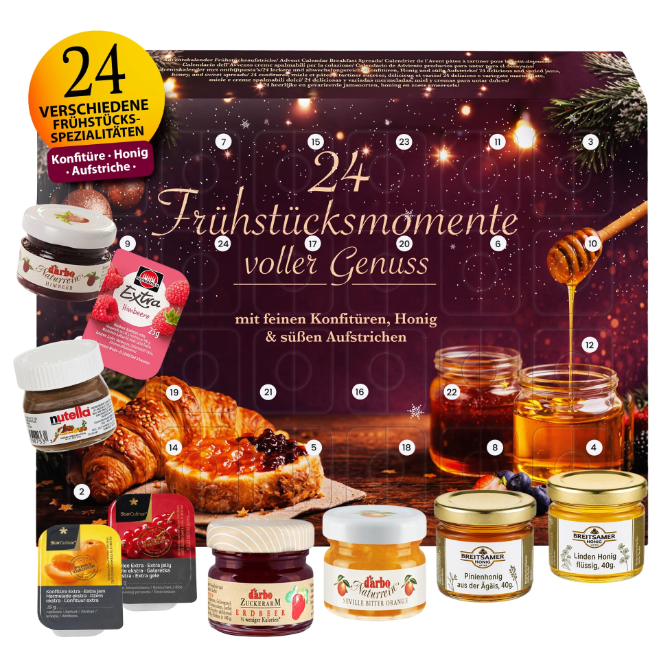 He-Ju Frühstück-Adventskalender 2026 mit 24 süßen Aufstrichen