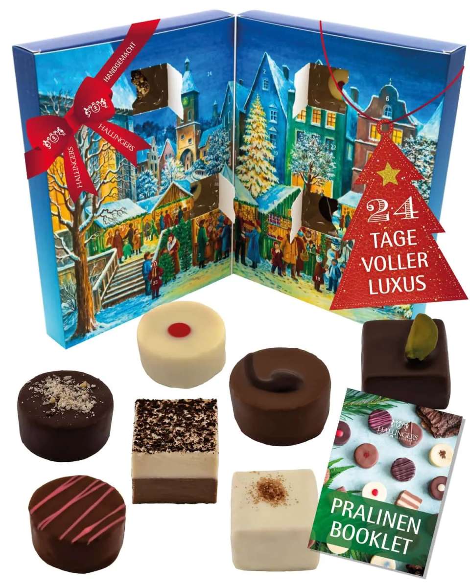 Hallingers Pralinen Adventskalender „Weihnachtsmarkt“ ohne Alkohol