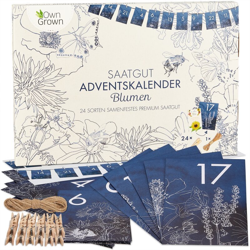 OwnGrown Saatgut-Adventskalender Blumen